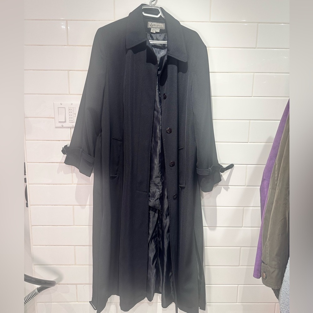 Apropos par Acorable Junior Black Long Trench Coat w/ Side Slits | 13/14 - Picture 4 of 8